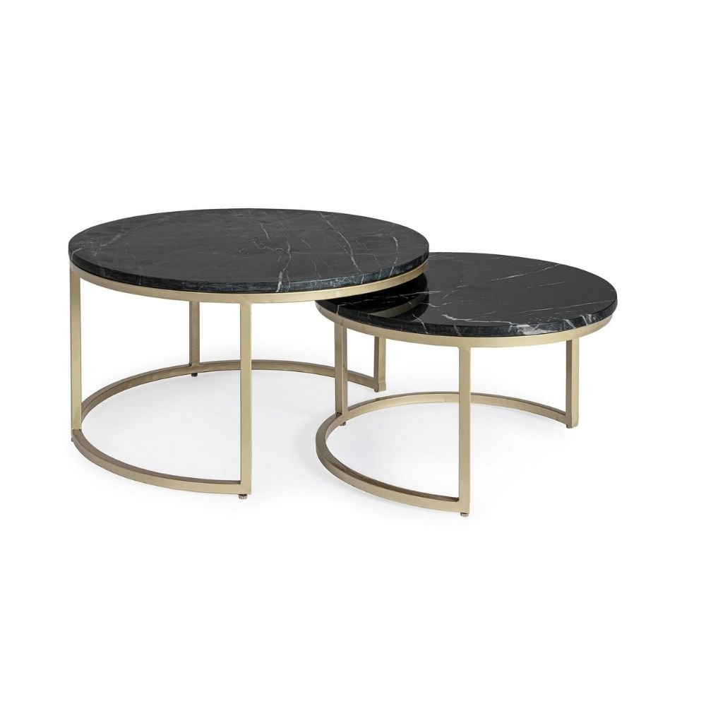10 Marble Top With Iron Legs Coffee Table - Image 1
