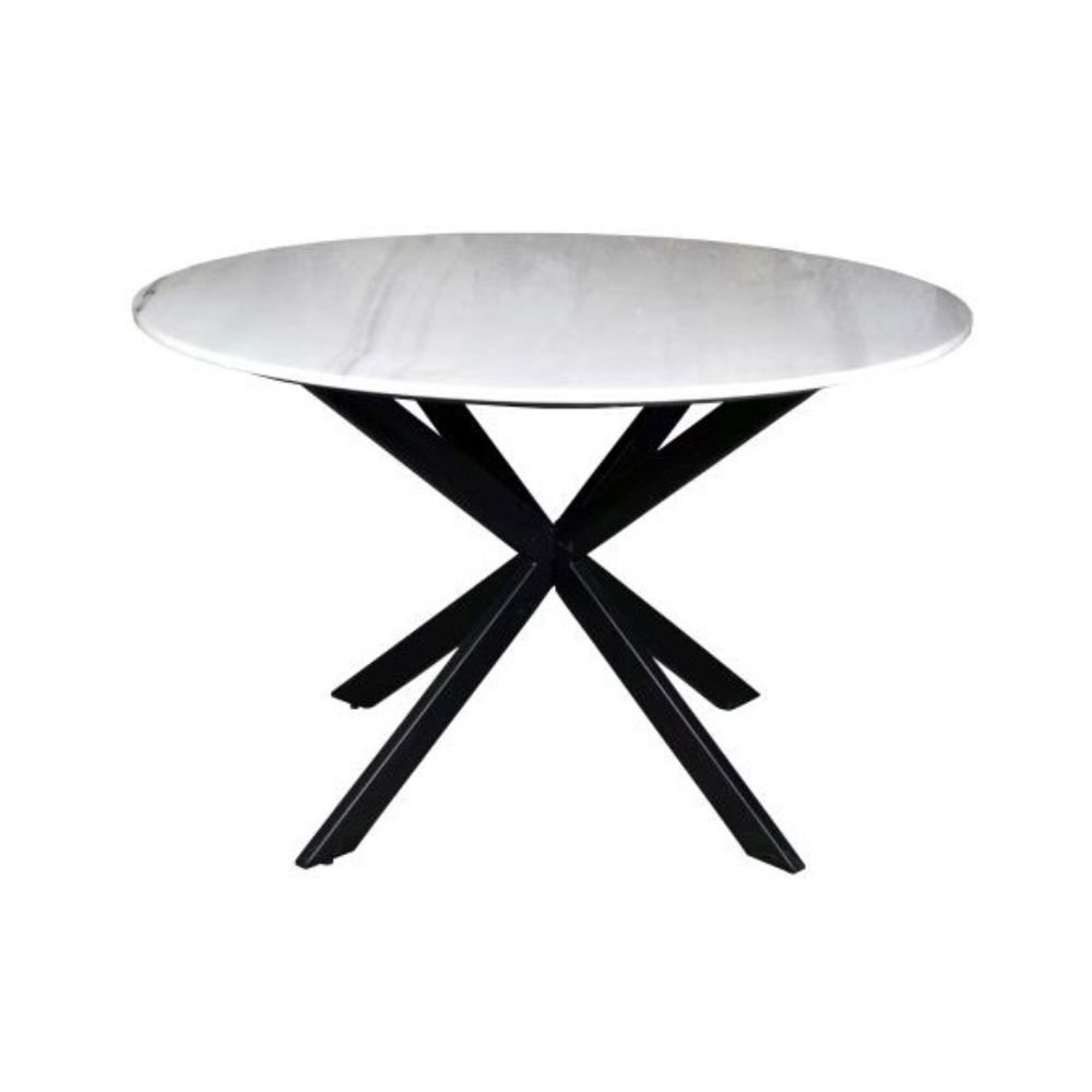 Marble With Iron Legs Dining Table - Image 1